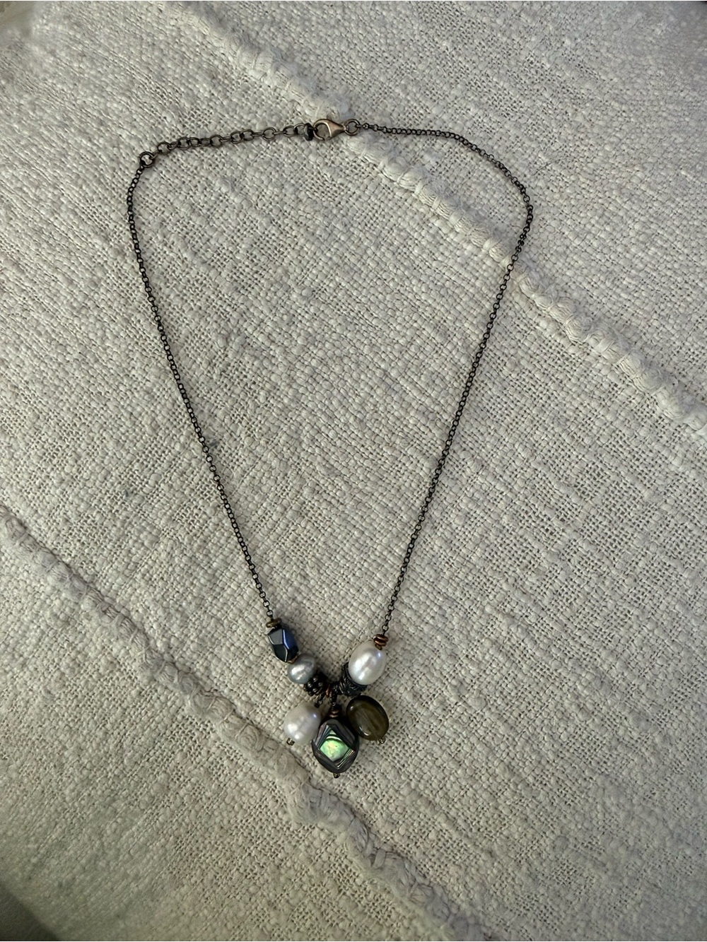 Silpada Black Chain Abalone & Pearl Cluster Necklace - Picture 3 of 9